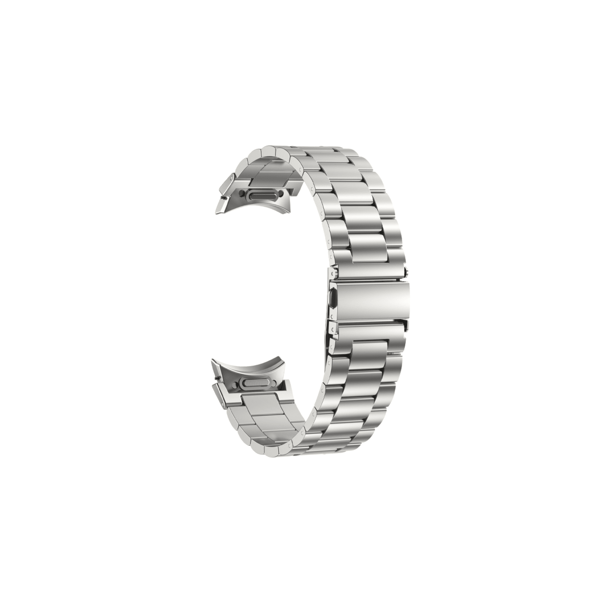 Seitliche Ansicht des Matrix Armbands – luxuriöser Edelstahl-Look mit geschwungenem Gliederdesign.